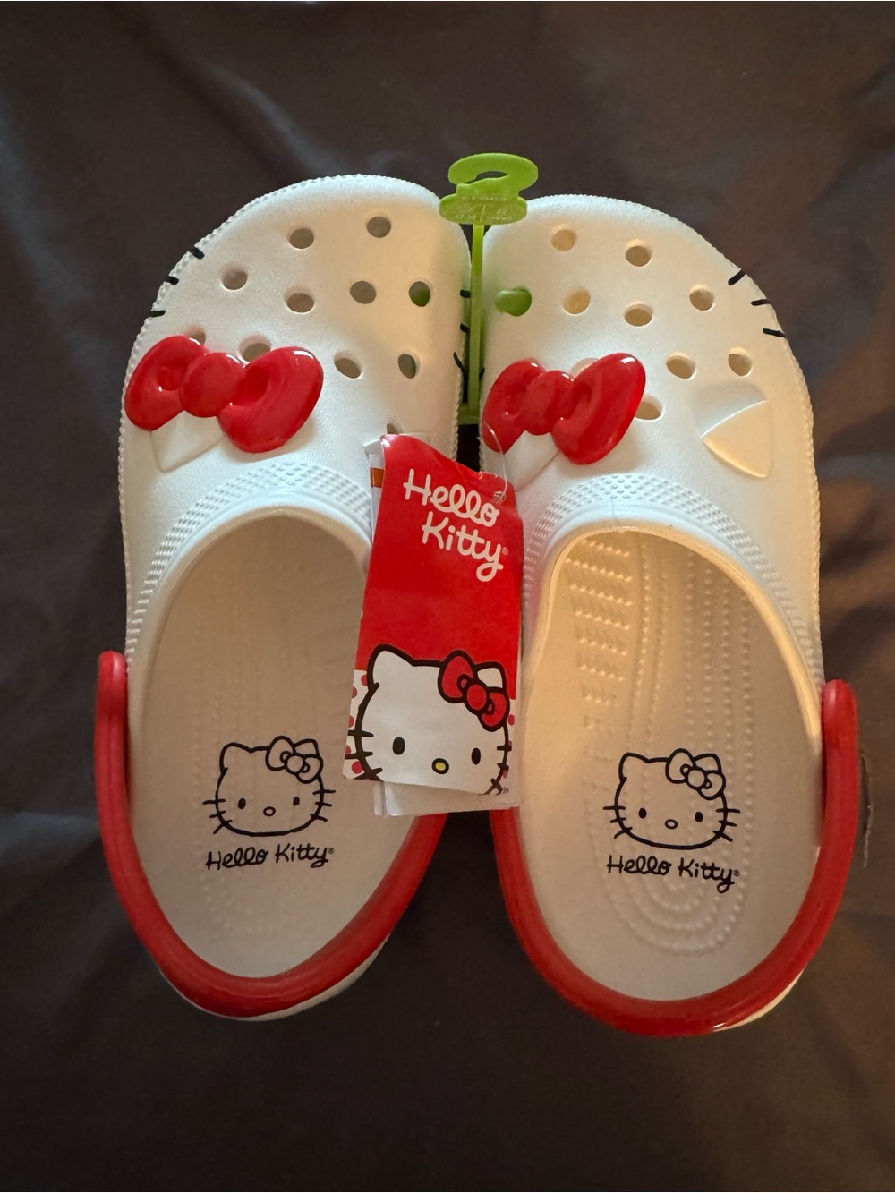 Hello Kitty White Crocs with Red Bow Accents